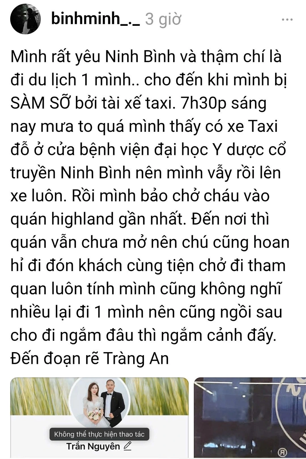 Công an vào cuộc vụ cô gái tố bị lái xe taxi ở Ninh Bình sàm sỡ