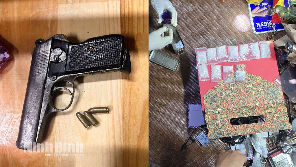Công an bắt giữ 2 đối tượng tổ chức sử dụng, tàng trữ trái phép chất ma túy và vũ khí quân dụng